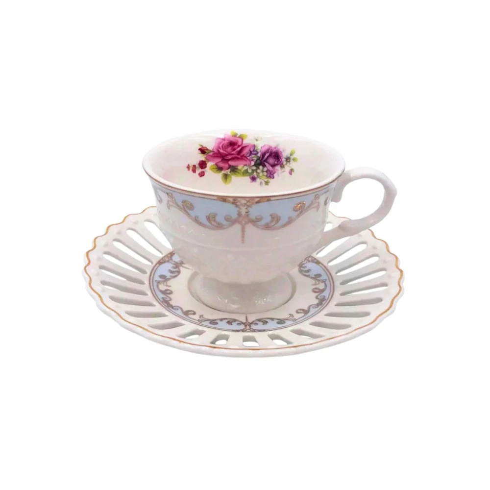 Jogo de Xicaras Para Cafe Com Pires Lhermitage New Bone China Mon Cheri 80ml Jogo de Xicaras Para Cafe Com Pires Lhermitage New Bone China Mon Cheri 80ml