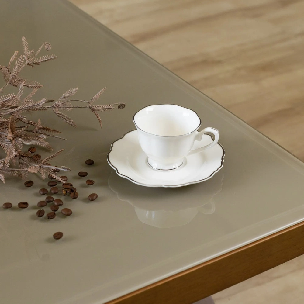 Jogo de Xicaras Para Cafe Com Pires Wolff Maldivas Com Fio Prata 80 Ml - 6 Pecas Jogo de Xicaras Para Cafe Com Pires Wolff Maldivas Com Fio Prata 80 Ml - 6 Pecas