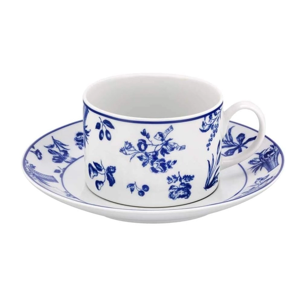 Jogo de Xicaras Para Cha Com Pires Vista Alegre Chintz Azul 199 Ml