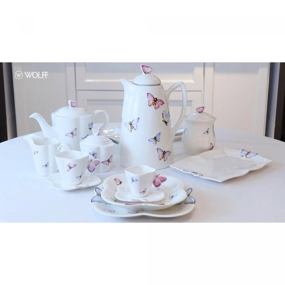 Jogo de Xicaras Para Cha Com Pires Wolff Borboletas 200 Ml - 6 Pecas Jogo de Xicaras Para Cha Com Pires Wolff Borboletas 200 Ml - 6 Pecas