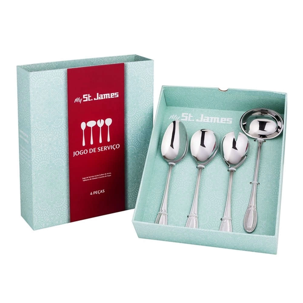 Jogo Para Servir St James Venetian Aco Inox 4 Pecas