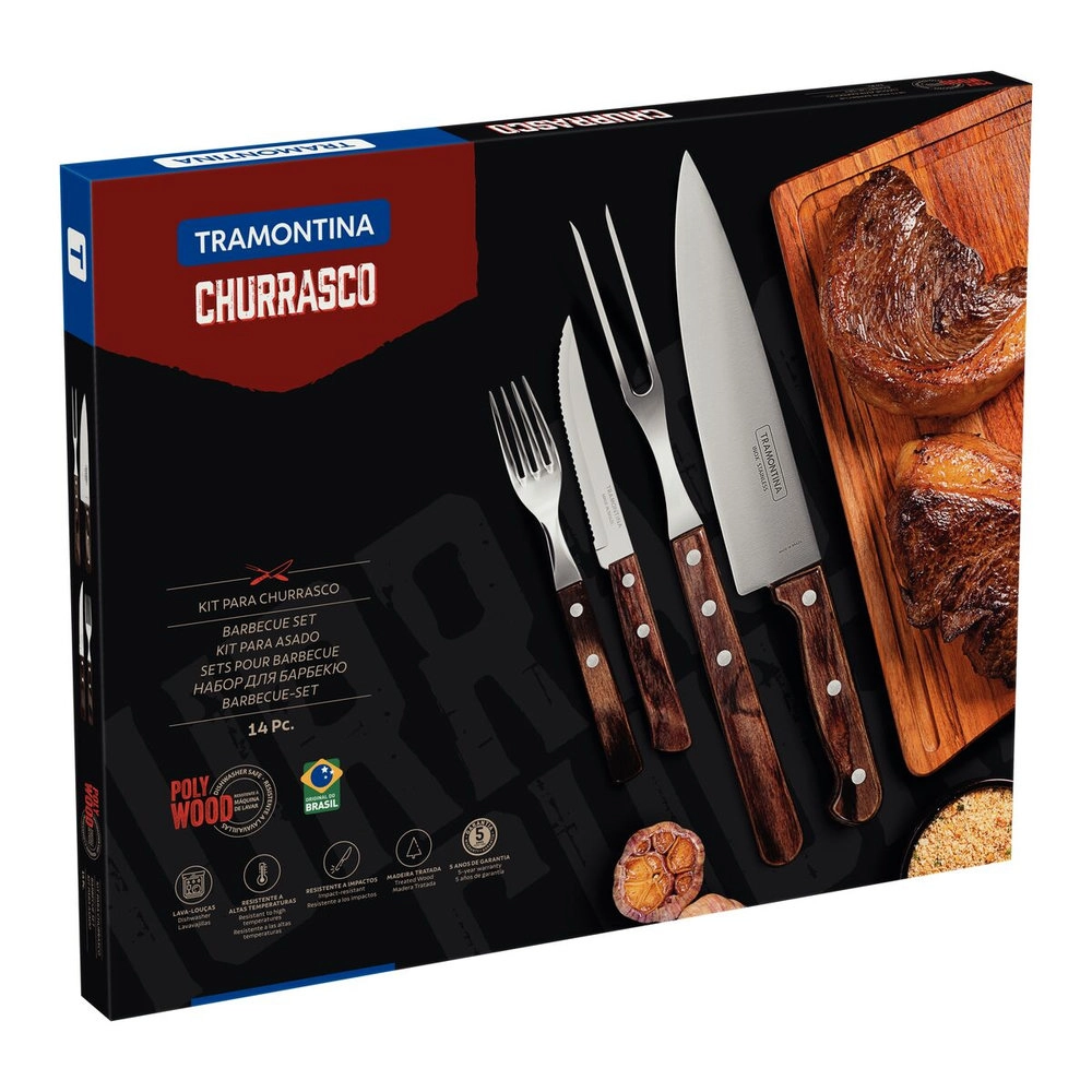 Kit Churrasco Tramontina Churrasco Cabo Madeira - 14 Pecas Kit Churrasco Tramontina Churrasco Cabo Madeira - 14 Pecas