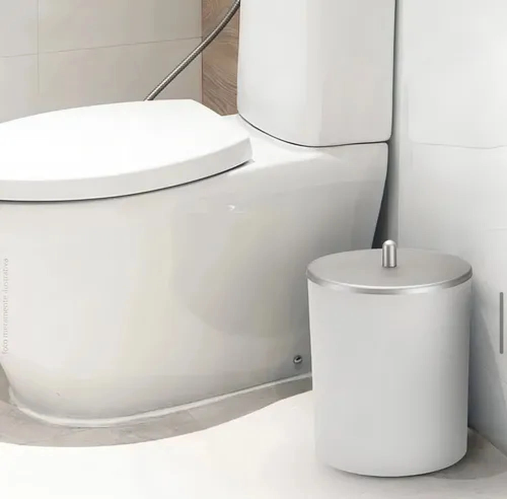 Lixeira Pp Com Tampa Brinox Decorline Branca 5,4 Litros