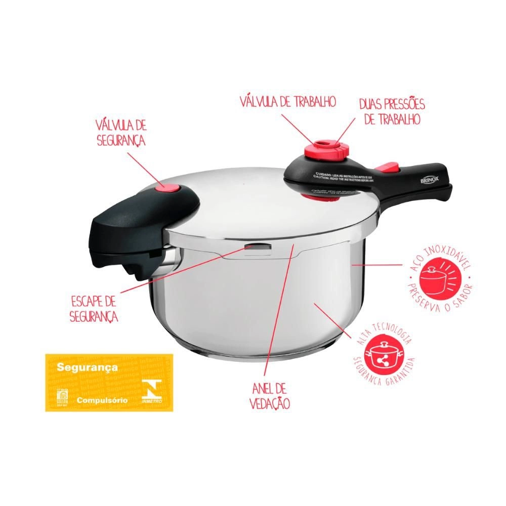 Panela de Pressao Brinox Supra 4,5 Litros Panela de Pressao Brinox Supra 4,5 Litros