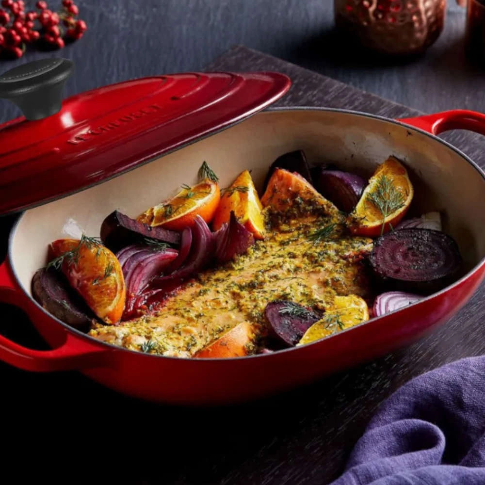 Panela Oblong Le Creuset Signature 31 Cm Vermelha Panela Oblong Le Creuset Signature 31 Cm Vermelha