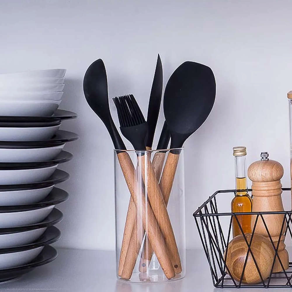 Pincel de Silicone Com Cabo de Madeira Oikos