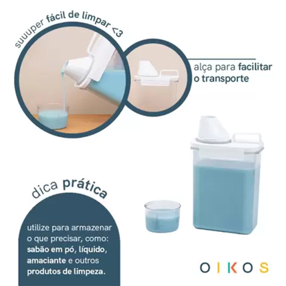 Pote Com Copo Medidor e Trava Oikos 1800 Ml Pote Com Copo Medidor e Trava Oikos 1800 Ml