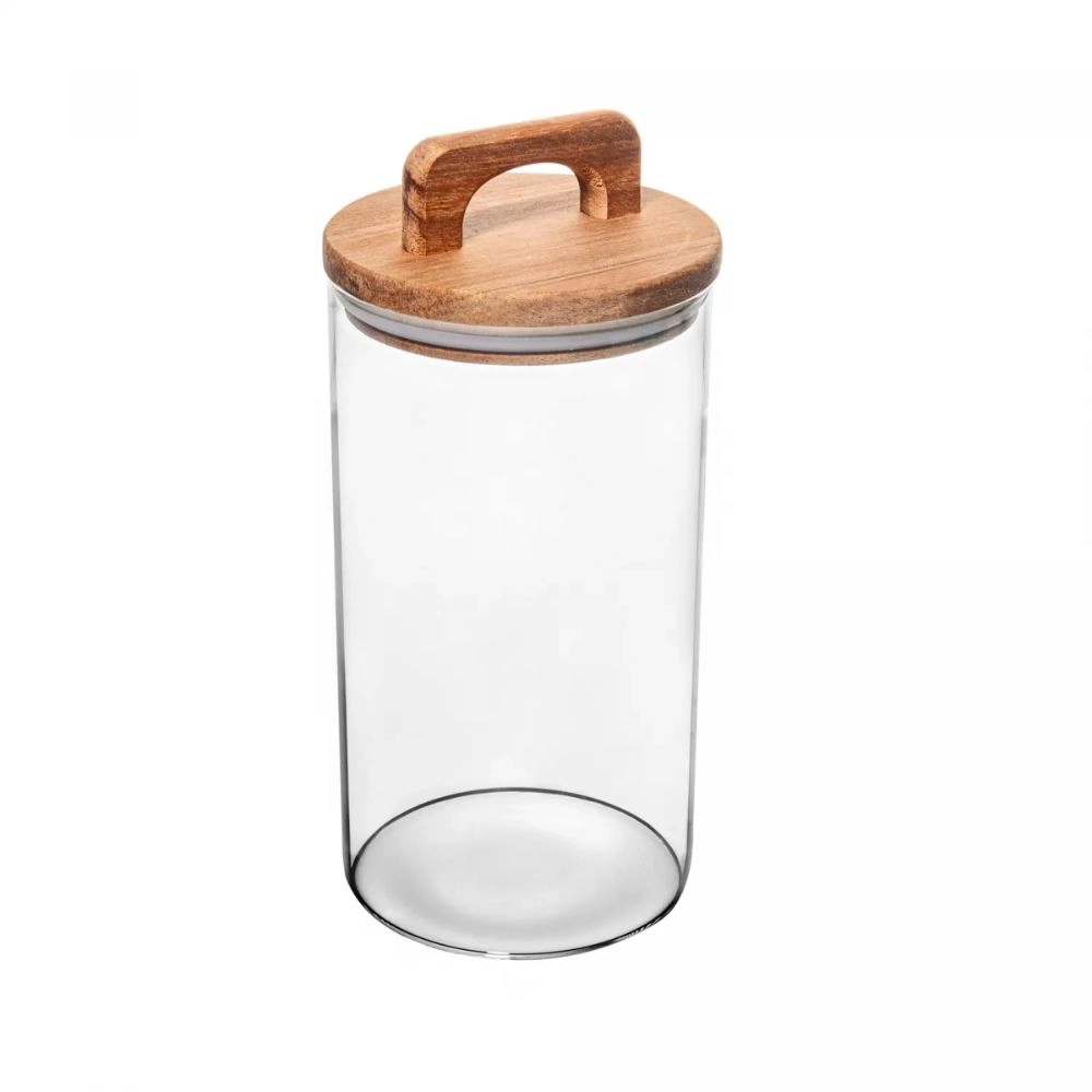 Pote de Vidro C/ Tampa de Acacia Pote de Vidro C/ Tampa de Acacia
