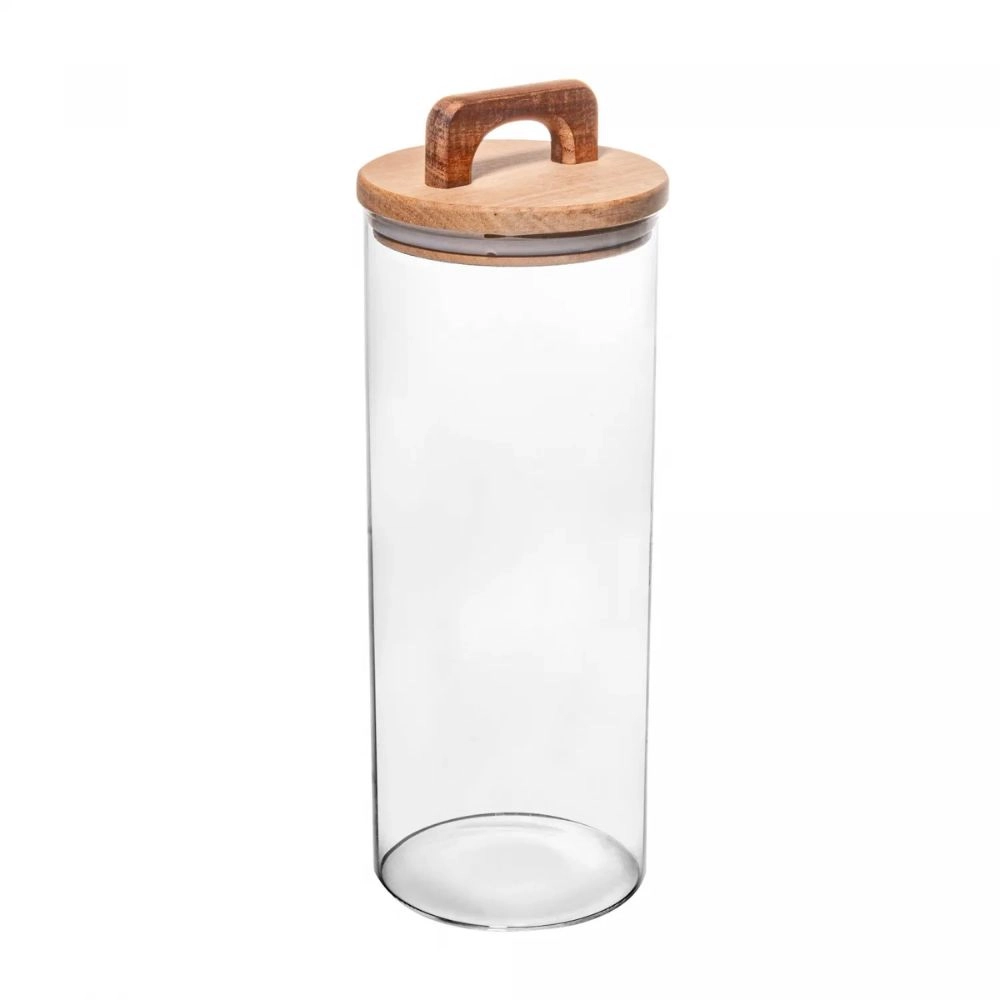 Pote de Vidro C/ Tampa de Acacia Pote de Vidro C/ Tampa de Acacia