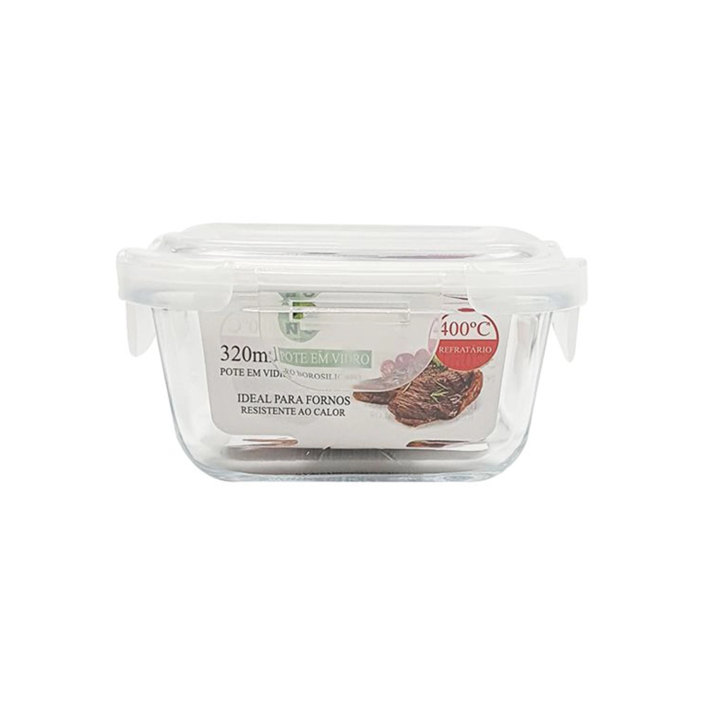 Pote Hermético Quadrado Com Tampa Bono Home 320 Ml Pote Hermético Quadrado Com Tampa Bono Home 320 Ml