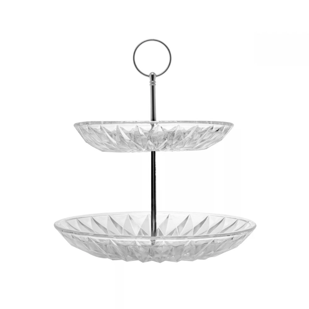 Porta Doces de Vidro 2 Andares Diamond