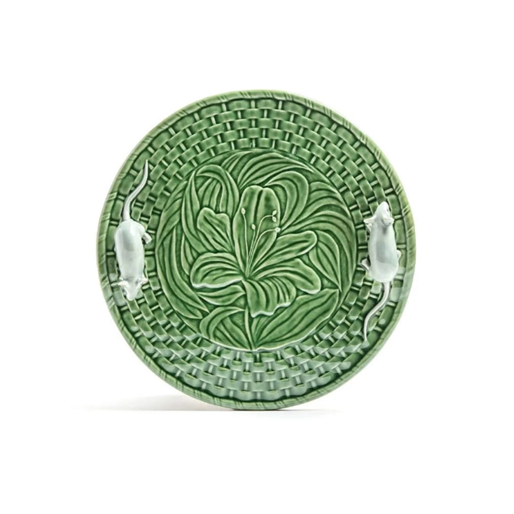 Prato Para Queijo Lírios Com Ratos Bordallo Pinheiro 5 X 31,5 Cm Prato Para Queijo Lírios Com Ratos Bordallo Pinheiro 5 X 31,5 Cm