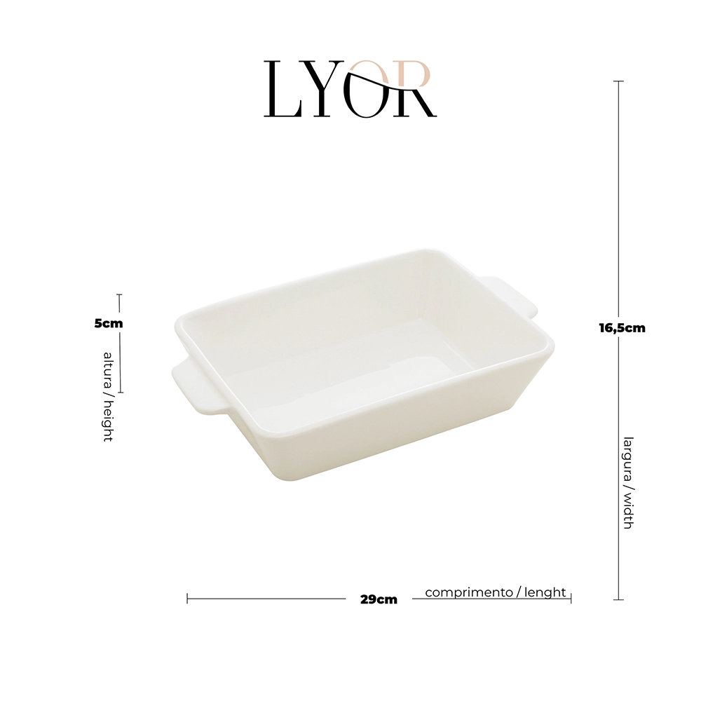 Refratário Com Alça Lyor Basic Branco 28 X 16,5 X 5 Cm
