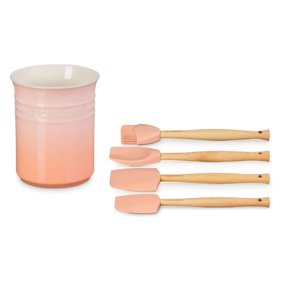 Set 3 Espátulas e 1 Pincel Craft Com Porta Utensílios Clássico Le Creuset