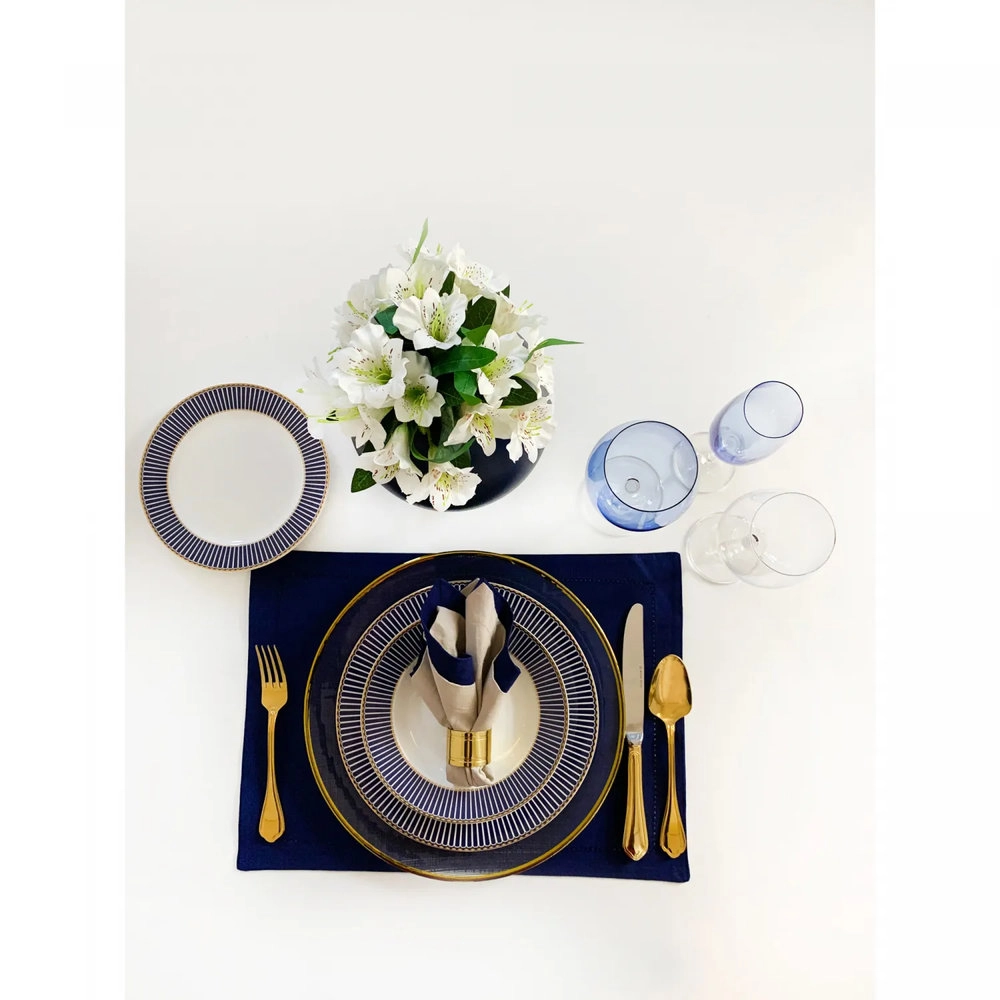 Sousplat Wolff Linen Com Borda Dourada 33 Cm - Cada Sousplat Wolff Linen Com Borda Dourada 33 Cm - Cada