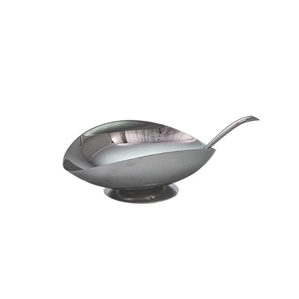 Taça Folha Com Pé Orfèvrerie Royale Aço Inox 12 X 17 Cm