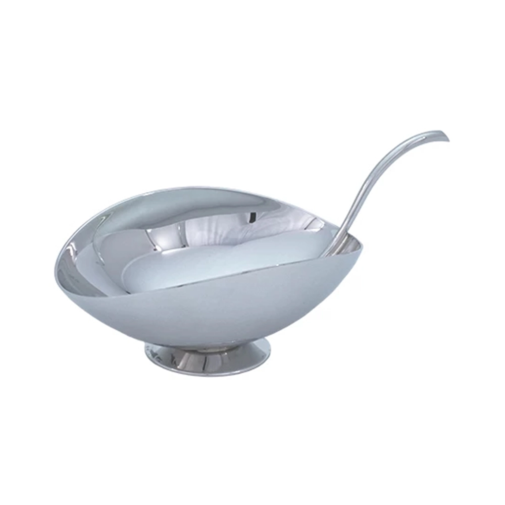 Taça Folha Com Pé Orfèvrerie Royale Aço Inox 18 X 24 Cm