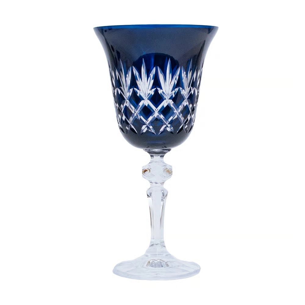 Taca Para Agua Azul Escuro Lodz Crystal Lapidada