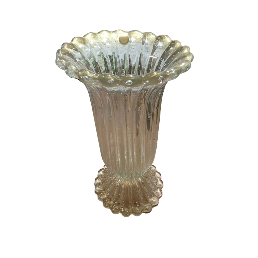 Vaso França Cristais D´labone Com Ouro 42 X 25 Cm Vaso França Cristais D´labone Com Ouro 42 X 25 Cm