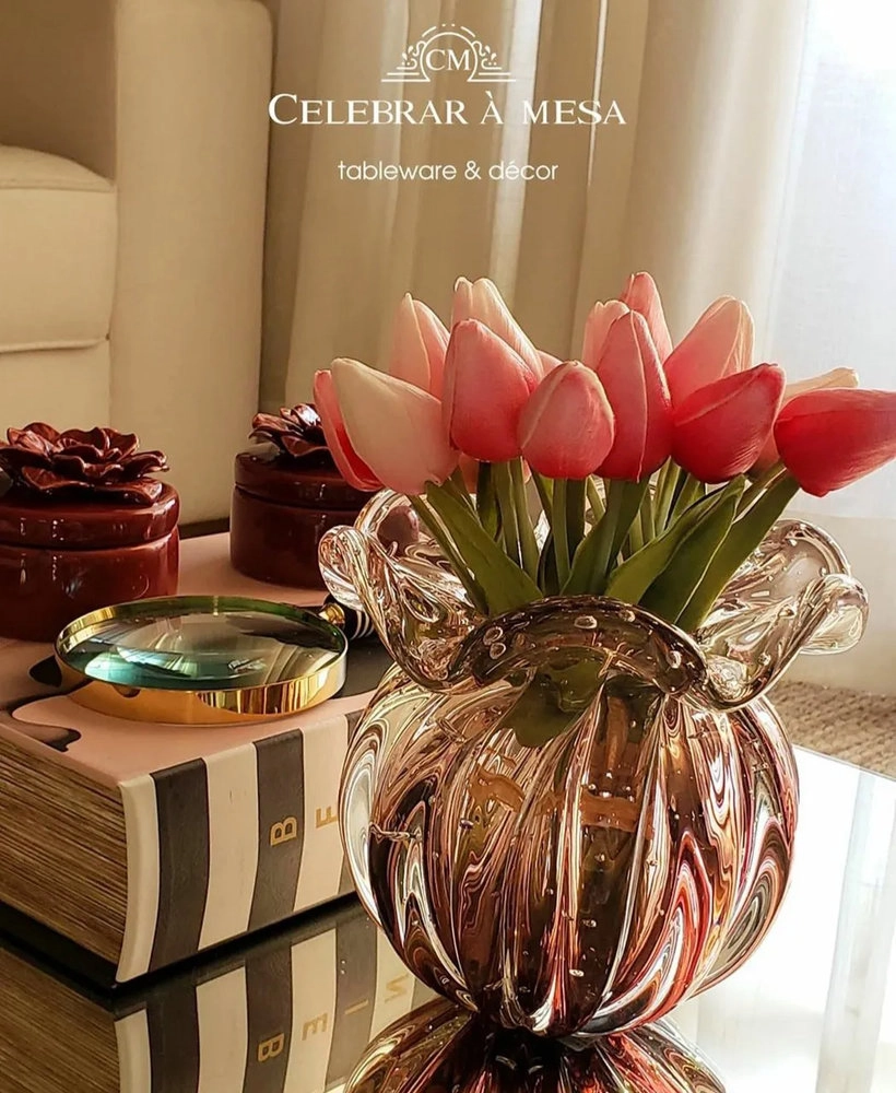 Vaso Torcello Cristais D´labone Rubi 17 X 17 Cm Vaso Torcello Cristais D´labone Rubi 17 X 17 Cm