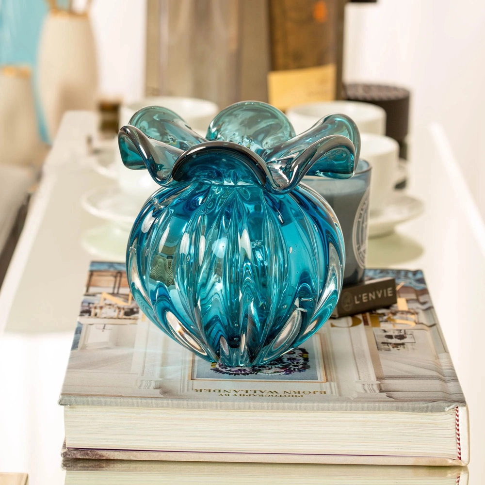 Vaso Torcello Cristais D´labone Turquesa 17 X 17 Cm Vaso Torcello Cristais D´labone Turquesa 17 X 17 Cm