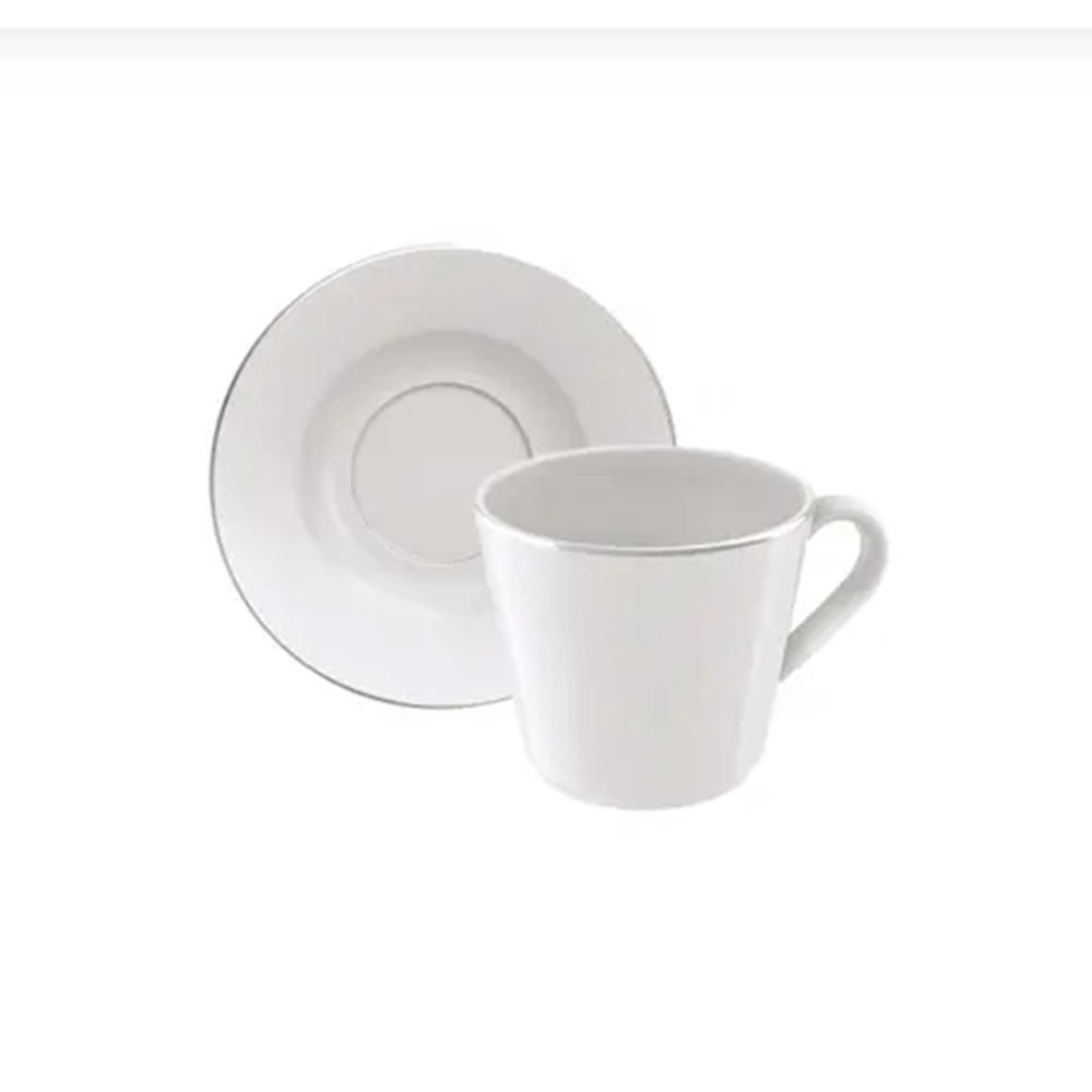 Xicara Para Cafe Com Pires Tramontina Joana Filete Prata 70 Ml - Cada Xicara Para Cafe Com Pires Tramontina Joana Filete Prata 70 Ml - Cada