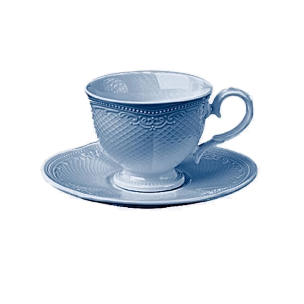 Xícara Para Chá Com Pires Qualitier Noble 250 Ml Azul