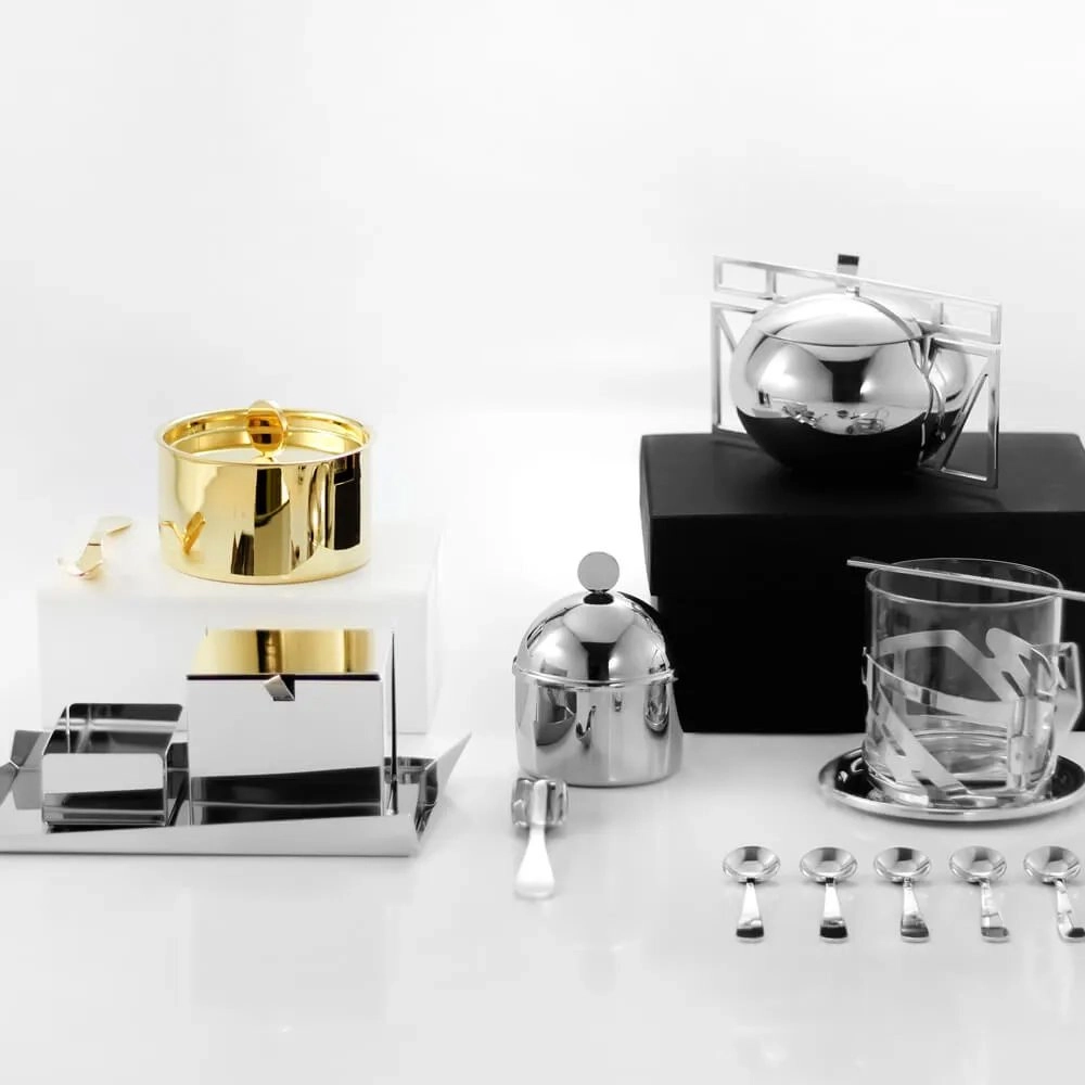 Acucareiro Com Colher Riva Ravena Aco Inox Acucareiro Com Colher Riva Ravena Aco Inox