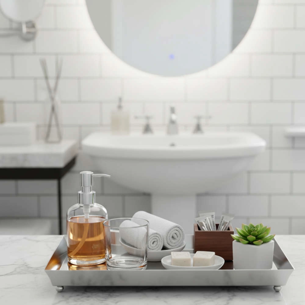 Bandeja Retangular de Lavabo Espelho Silverlux