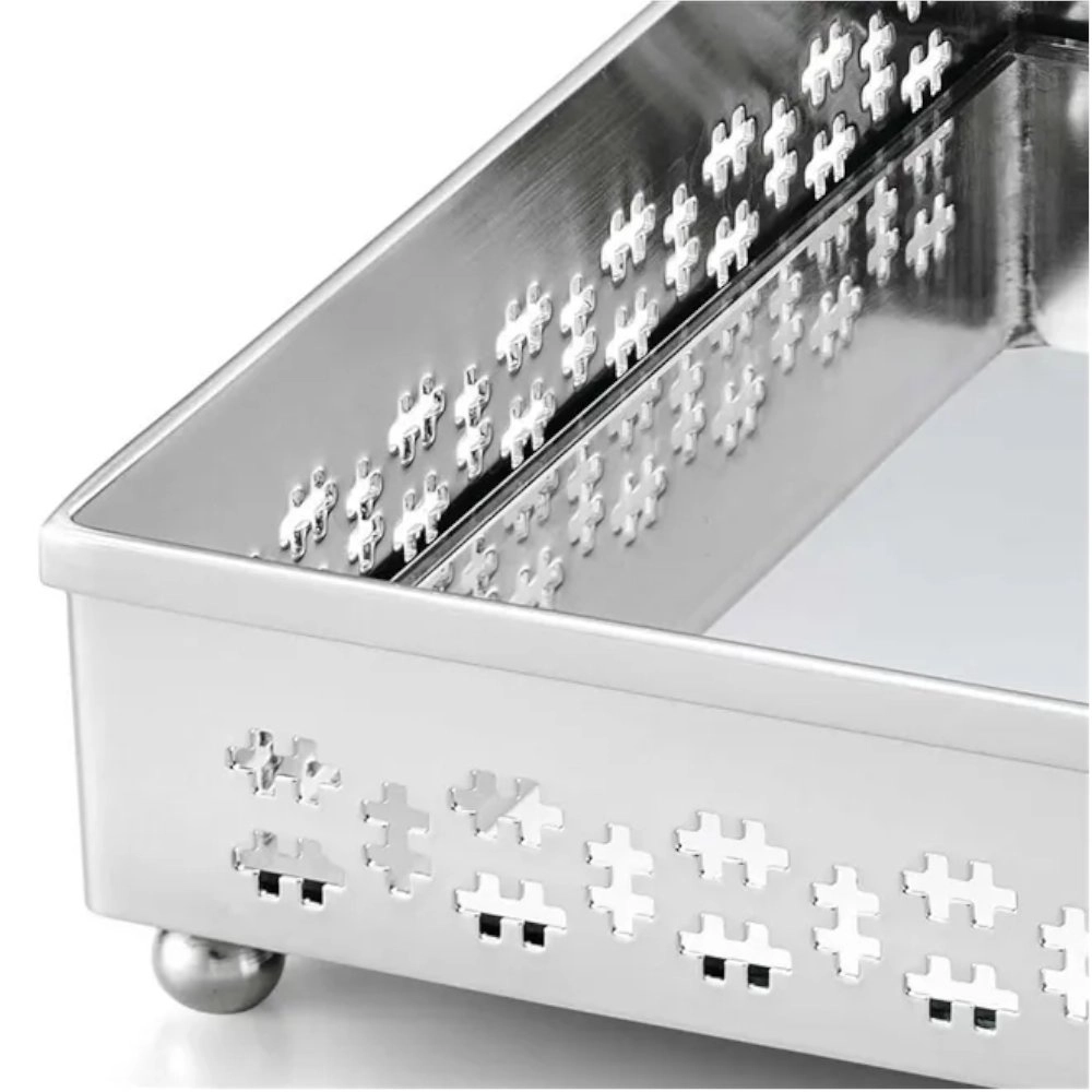 Bandeja Retangular St. James Mirror Cross Com Fundo Espelhado 30 X 20 X 4 Cm