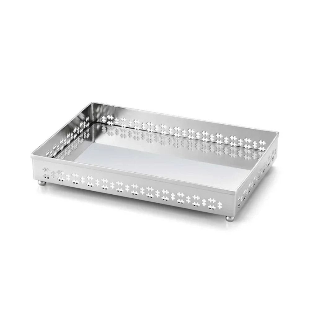 Bandeja Retangular St. James Mirror Cross Com Fundo Espelhado 30 X 20 X 4 Cm