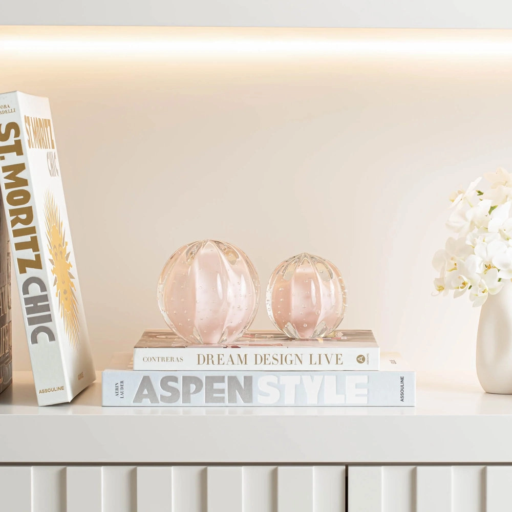 Bola Rigada Senna Cristais D´labone Jade Rosa 12 Cm