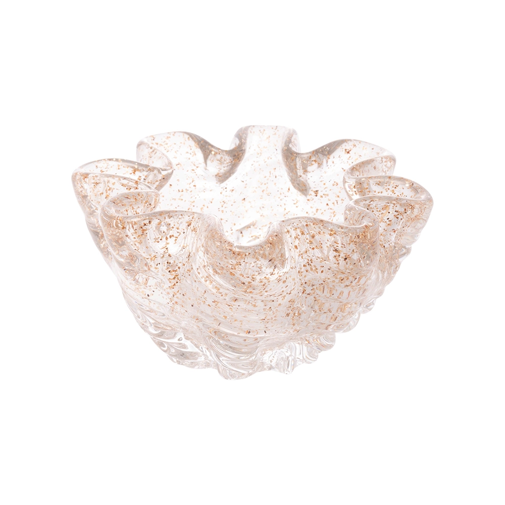 Centro de Mesa de Vidro Italy Transparente e Dourado 15,5cm X 15,5cm X 9cm - Wolff