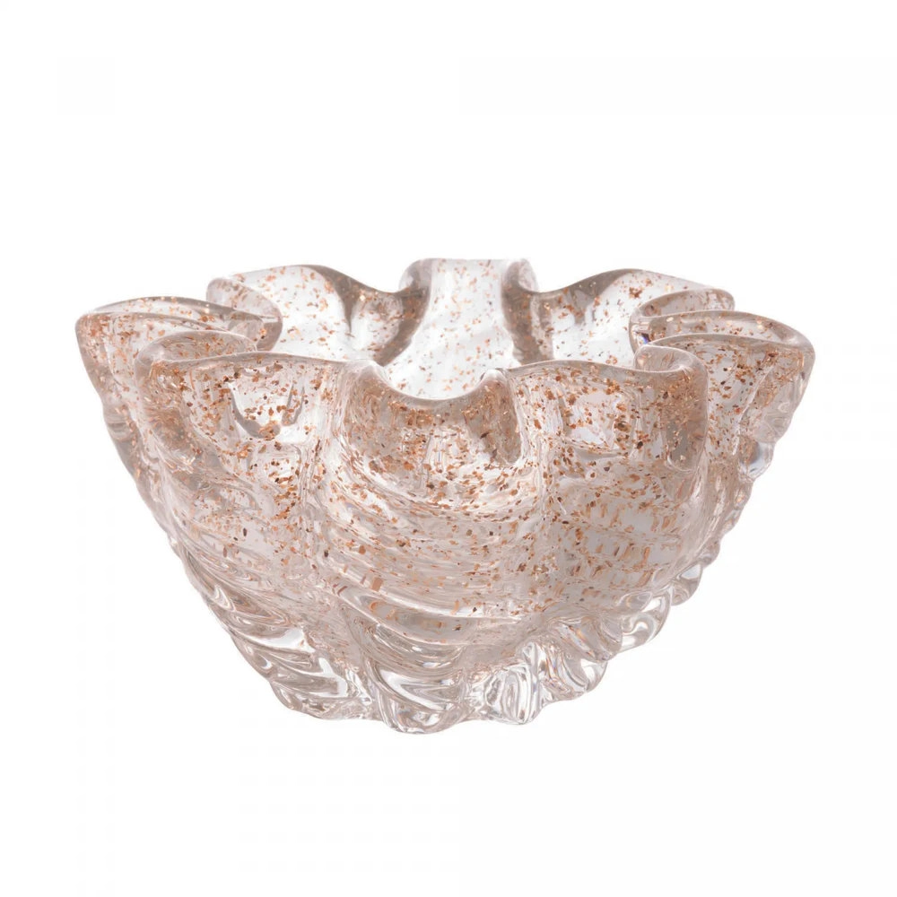 Centro de Mesa de Vidro Italy Transparente e Dourado 15,5cm X 15,5cm X 9cm - Wolff