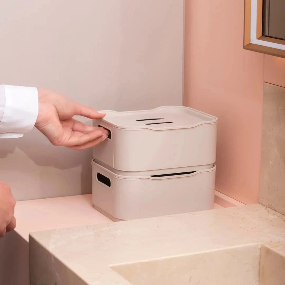 Cesta Fit Pequena Warm Gray 18,5 X 15 X 8 Cm Cesta Fit Pequena Warm Gray 18,5 X 15 X 8 Cm