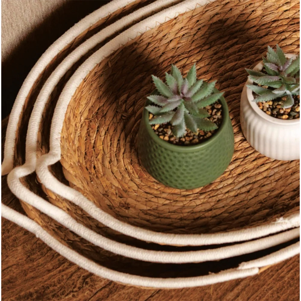 Cesto de Fibra Natural e Algodao Com Alca Paramount