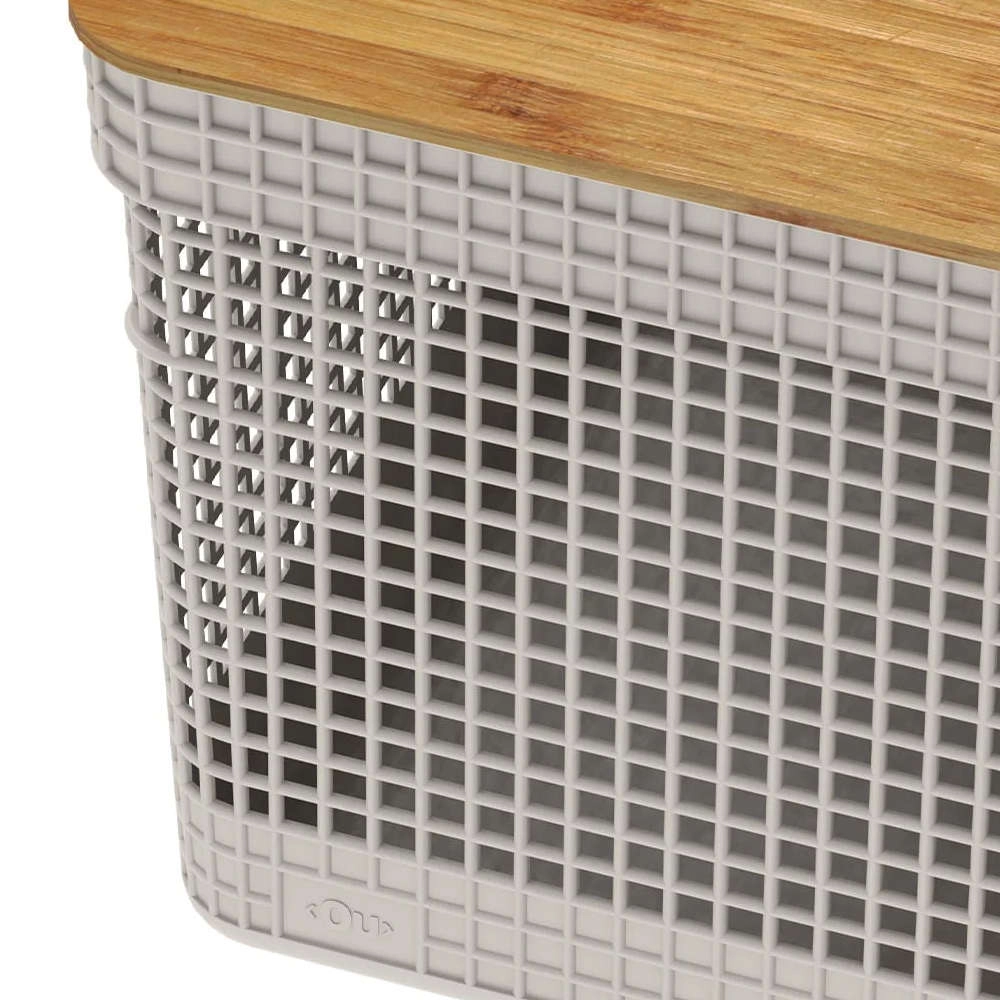 Cesto Organizador Com Tampa Ou Grid Bege 20 Litros Cesto Organizador Com Tampa Ou Grid Bege 20 Litros