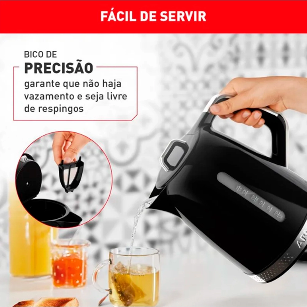 Chaleira Eletrica Arno Soleil 1,7 Litros Preta Spke Chaleira Eletrica Arno Soleil 1,7 Litros Preta Spke