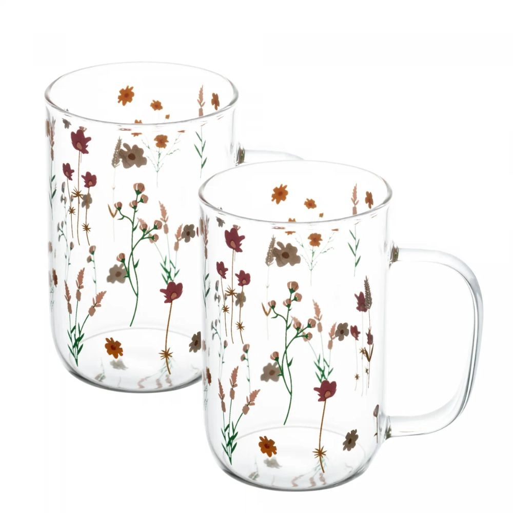 Conjunto 2 Canecas de Vidro Borossilicato Bouquet 280ml - Wolff Conjunto 2 Canecas de Vidro Borossilicato Bouquet 280ml - Wolff