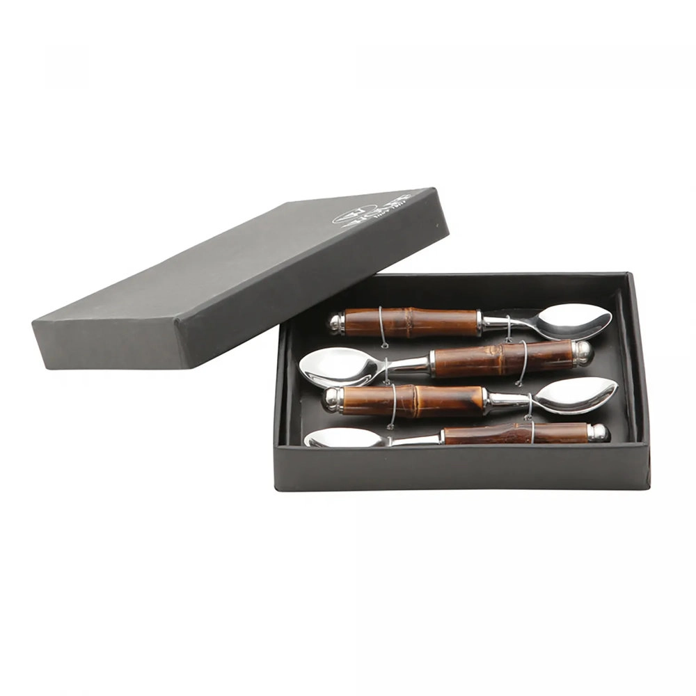 Conjunto de Colheres Wolff Bamboo Escuro - 4 Pecas