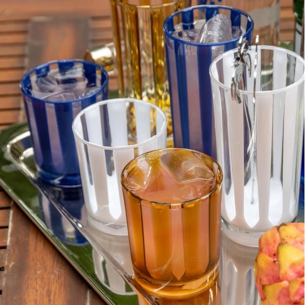 Copo Baixo Ribeiro e Pavani Acrílico Stripes Ambar Copo Baixo Ribeiro e Pavani Acrílico Stripes Ambar