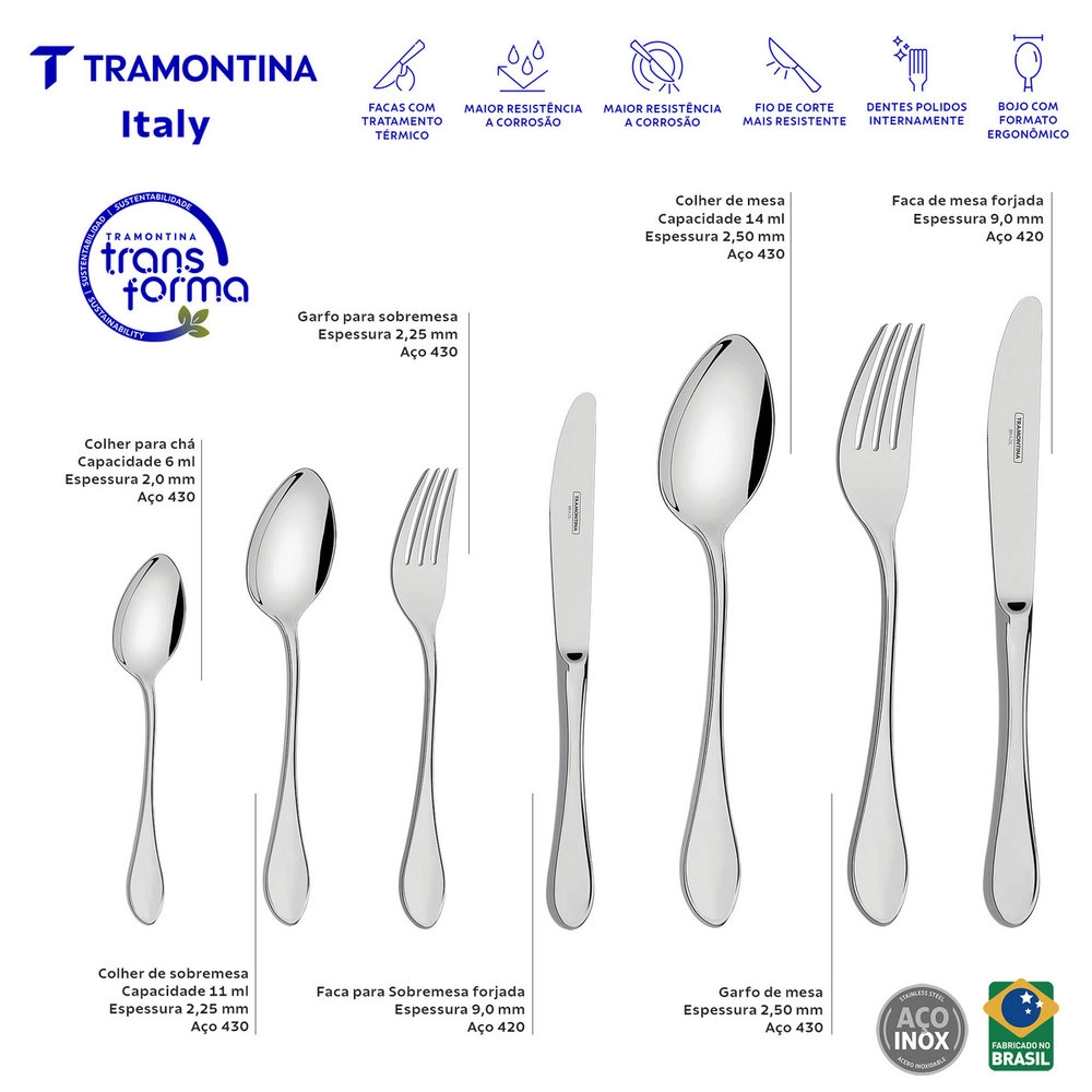 Faqueiro Tramontina Italy Novo Aco Inox - 101 Pecas Faqueiro Tramontina Italy Novo Aco Inox - 101 Pecas