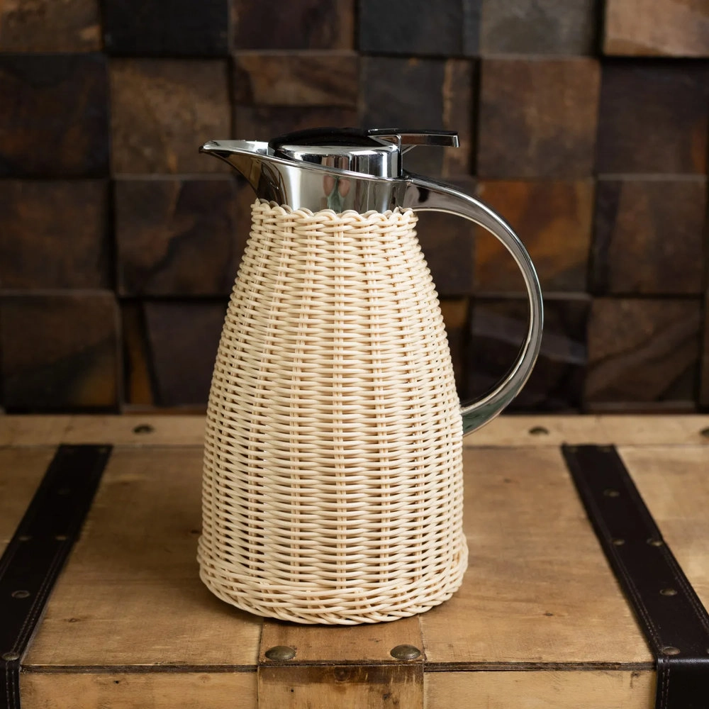 Garrafa Termica de Aco Inox Com Rattan Plastico Bege 1,5l - Wolff