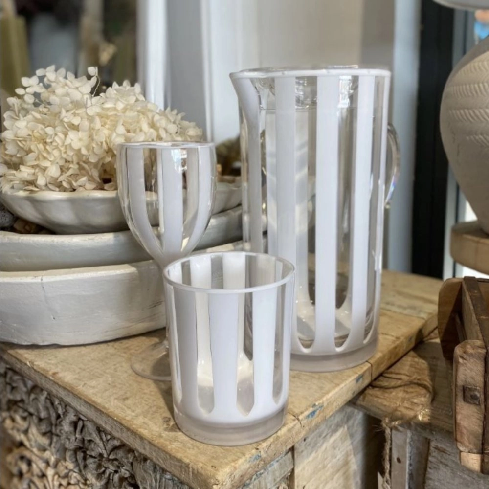 Jarra Stripes de Acrilico Branco