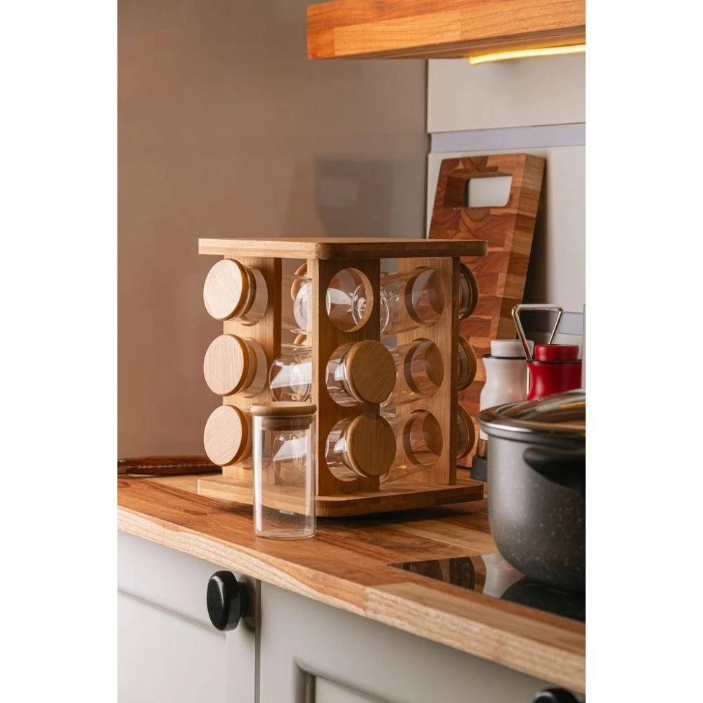 Jogo 12 Potes Com Tampa Hermetica e Rack Giratorio Jogo 12 Potes Com Tampa Hermetica e Rack Giratorio