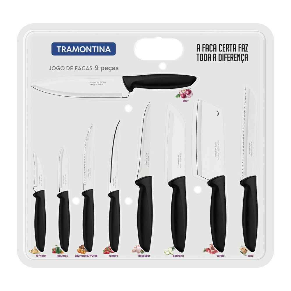 Jogo de Facas Tramontina Plenus Preto - 9 Pecas