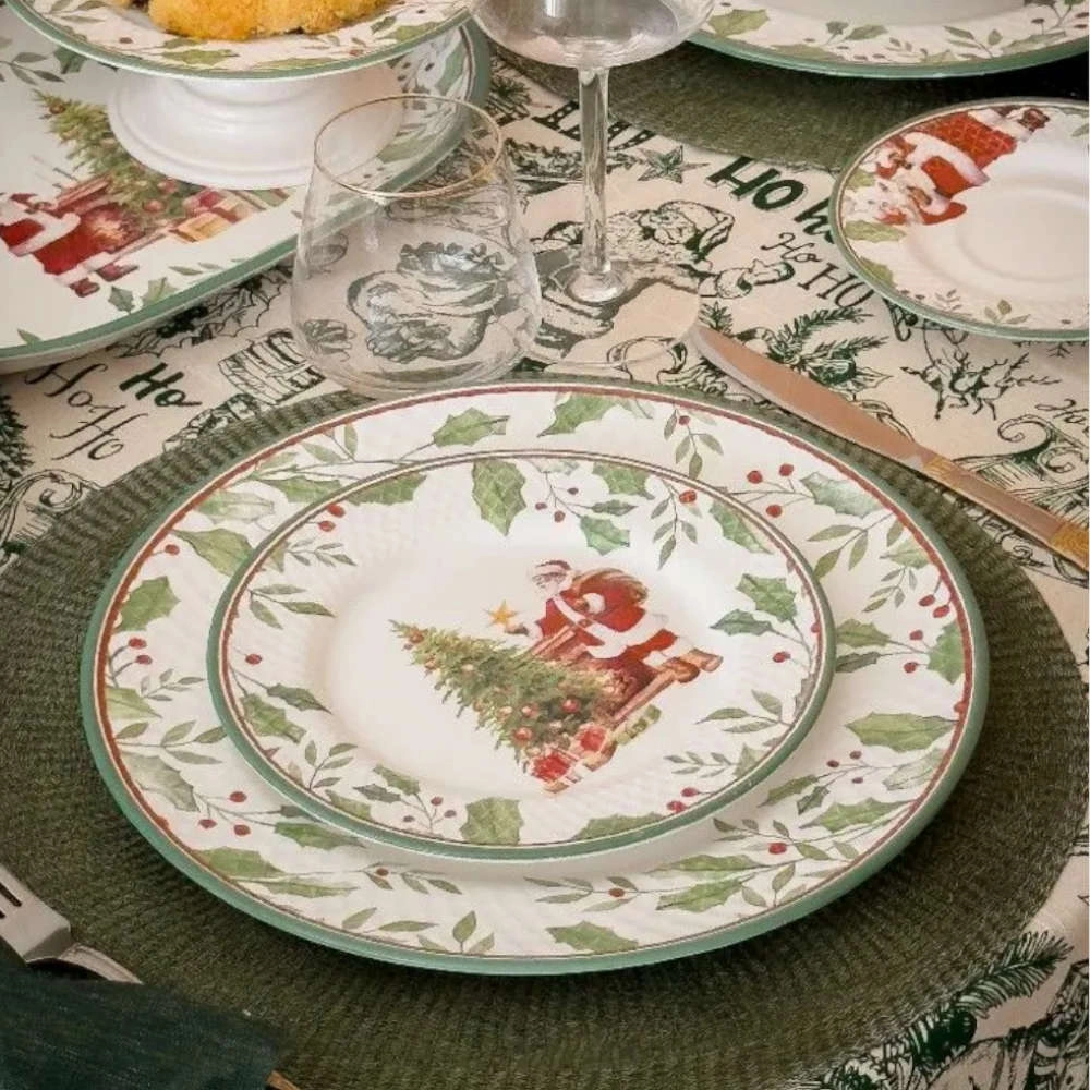 Jogo de Pratos de Sobremesa Azevinho Ceramica Alleanza Jogo de Pratos de Sobremesa Azevinho Ceramica Alleanza