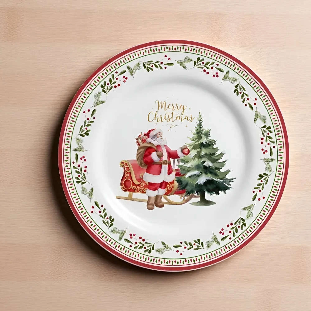 Jogo de Pratos de Sobremesa Merry Christmas Ceramica Alleanza Jogo de Pratos de Sobremesa Merry Christmas Ceramica Alleanza