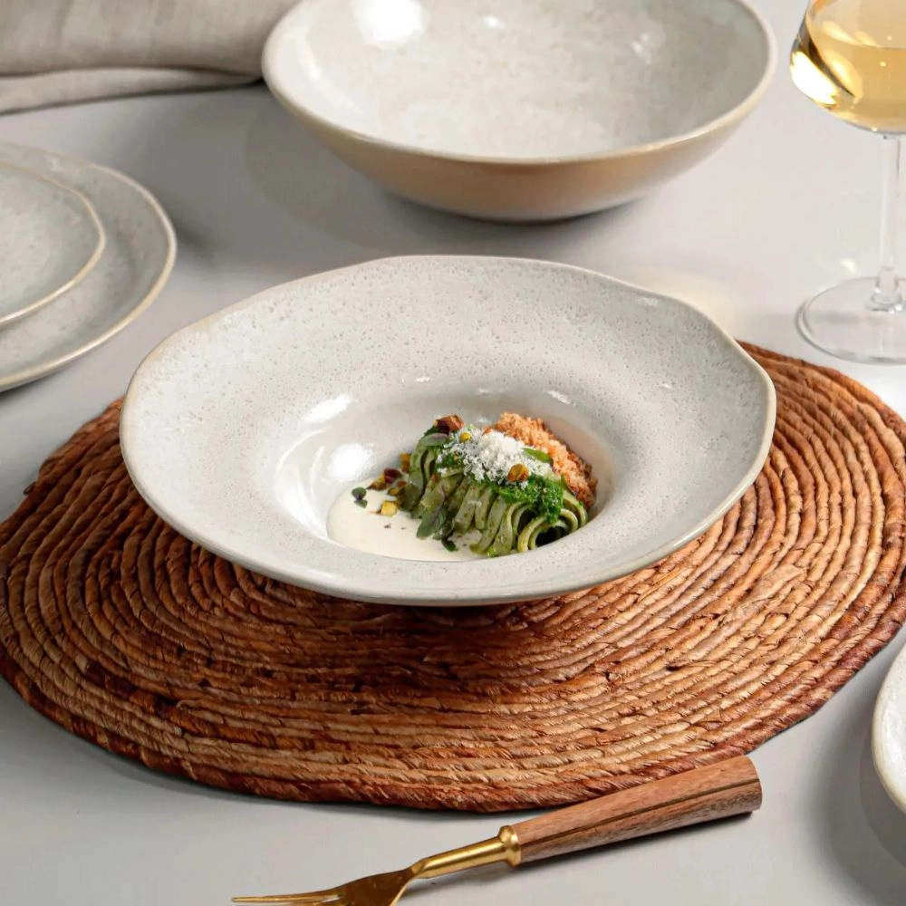 Jogo de Pratos Para Massa Porto Brasil Organico Vanilla 28 Cm - 4 Pecas