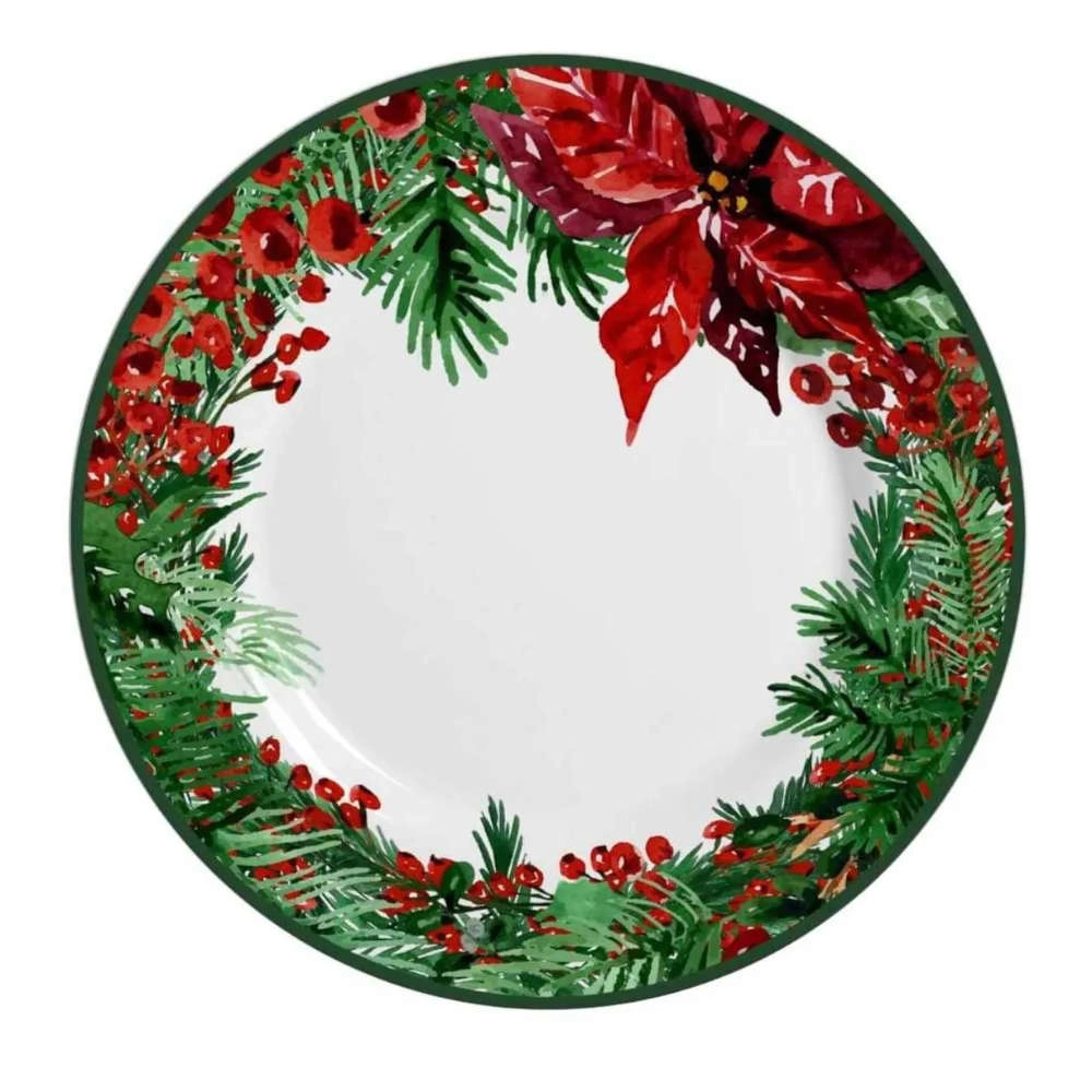 Jogo de Pratos Rasos Natal Ceramica Alleanza Jogo de Pratos Rasos Natal Ceramica Alleanza